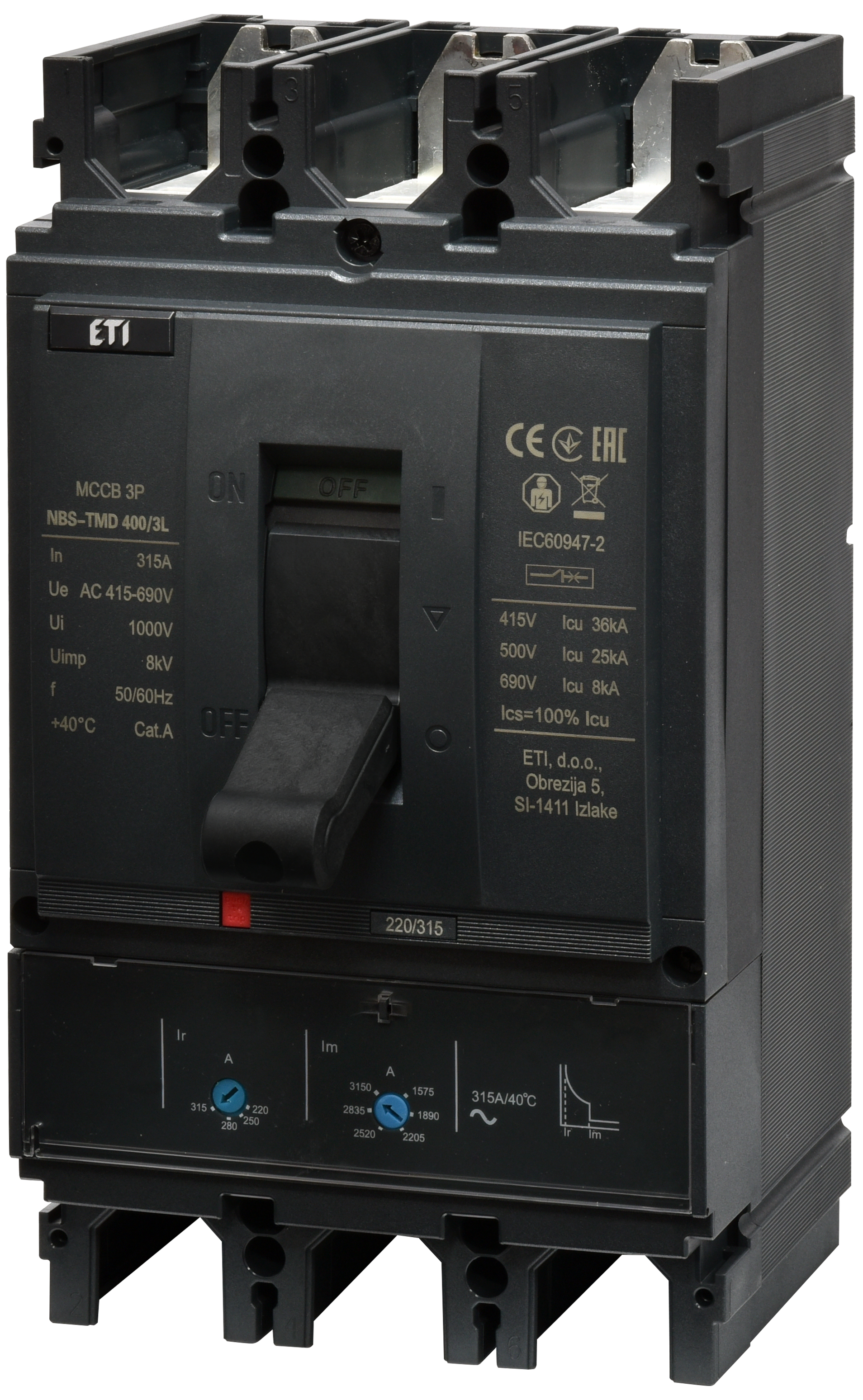 Автоматический выключатель ETIBREAK NBS-TMD 400/3L 315A 3P
