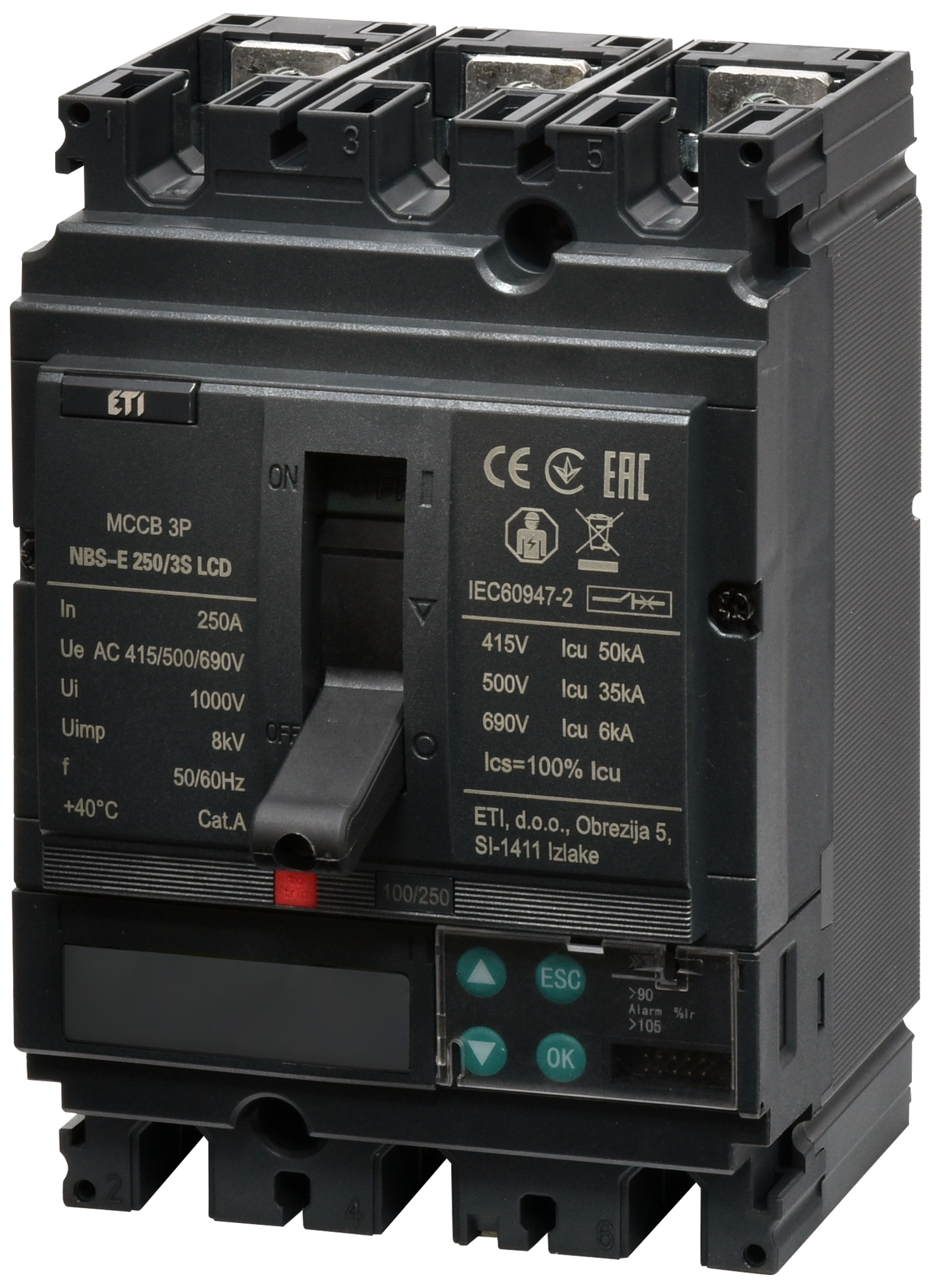 Автоматический выключатель ETIBREAK NBS-E 250/3S LCD 250A 3P
