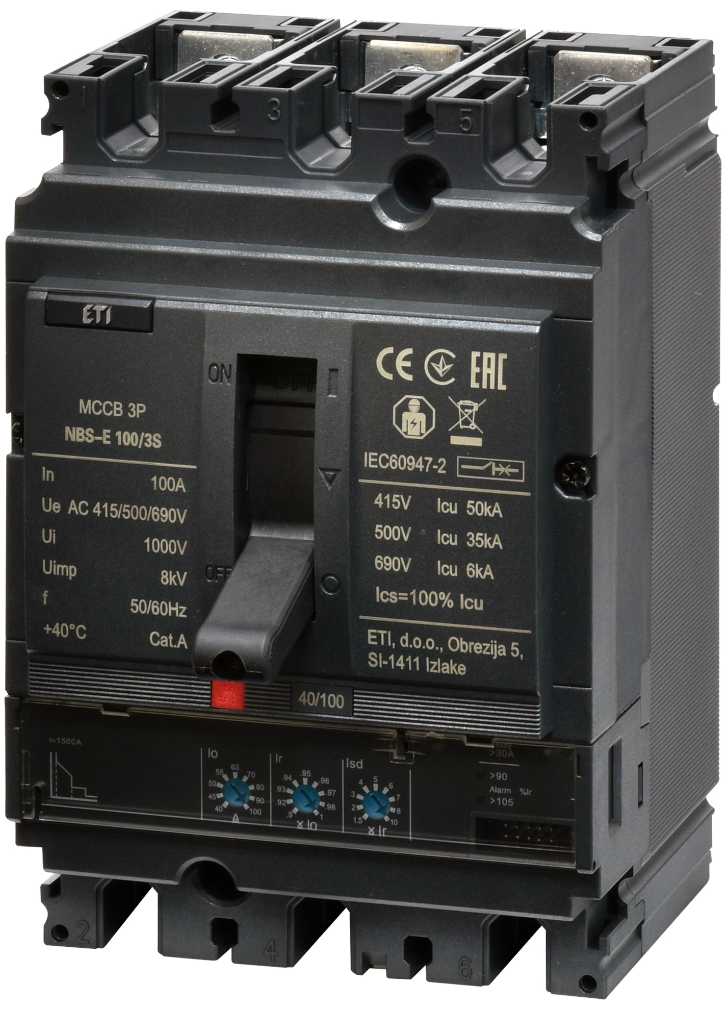 Автоматический выключатель ETIBREAK NBS-E 100/3S 100A 3P