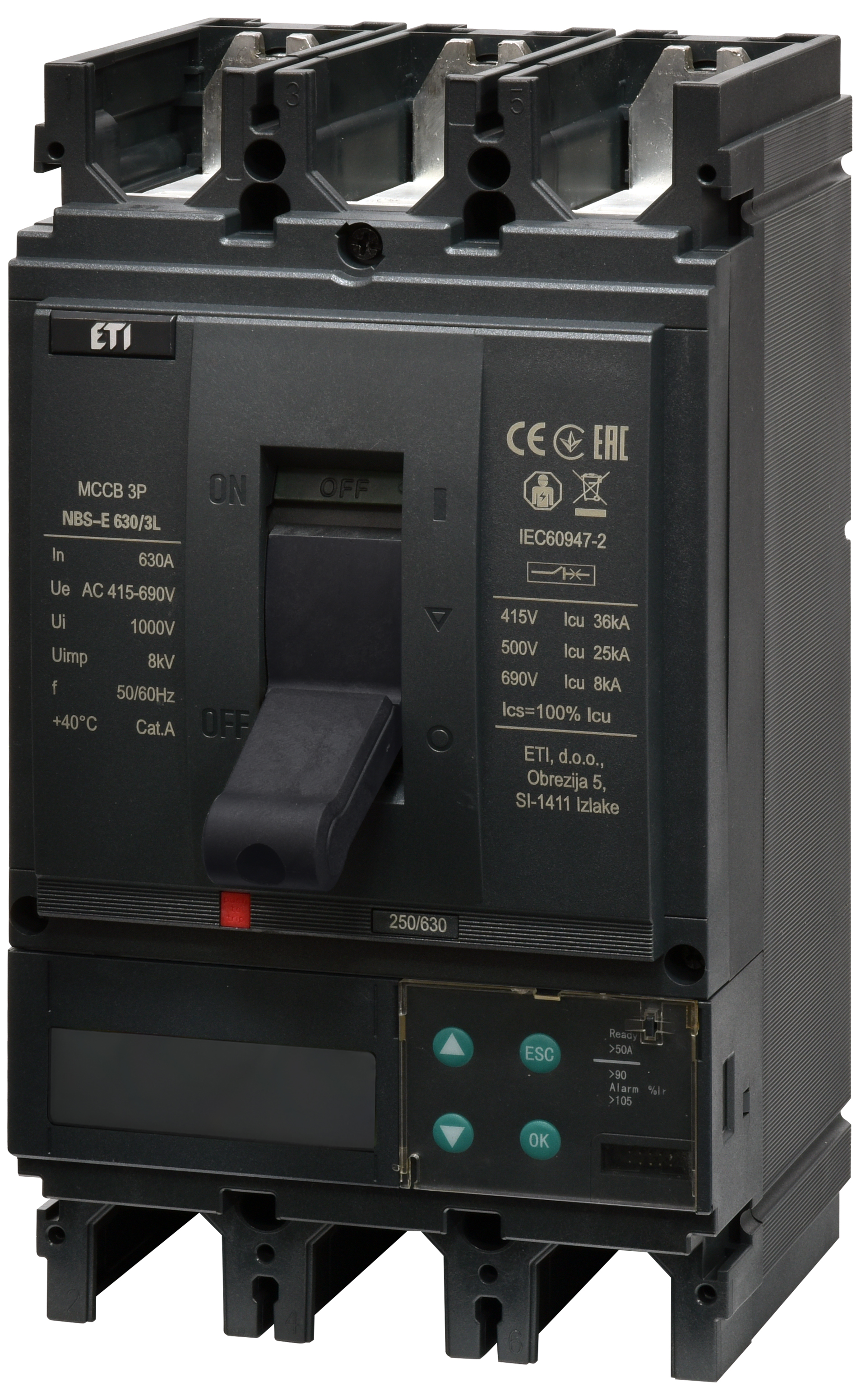 Автоматический выключатель ETIBREAK NBS-E 630/3L LCD 630A 3P