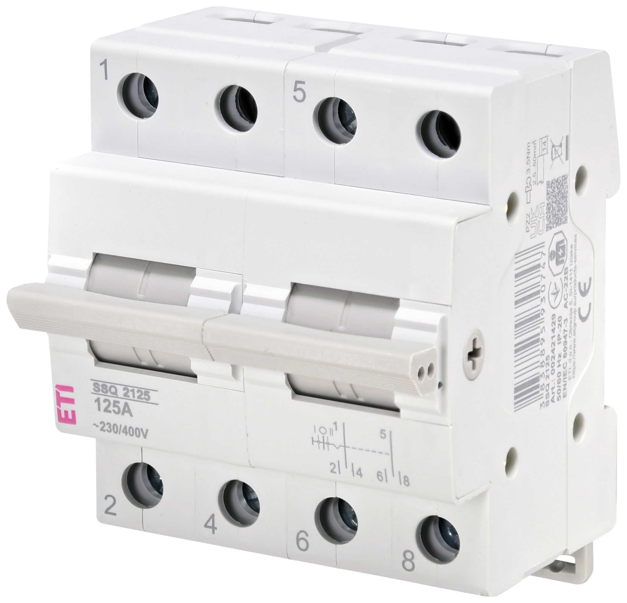 Переключатель нагрузки ETI SSQ 2125 "1-0-2", 2p 125A
