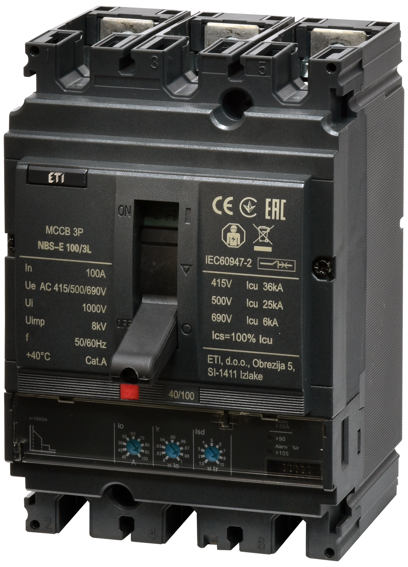 Автоматический выключатель ETIBREAK NBS-E 100/3L 100A 3P