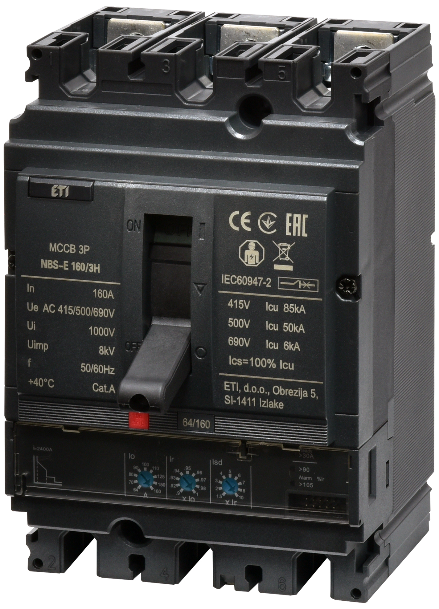 Автоматический выключатель ETIBREAK NBS-E 160/3H 160A 3P