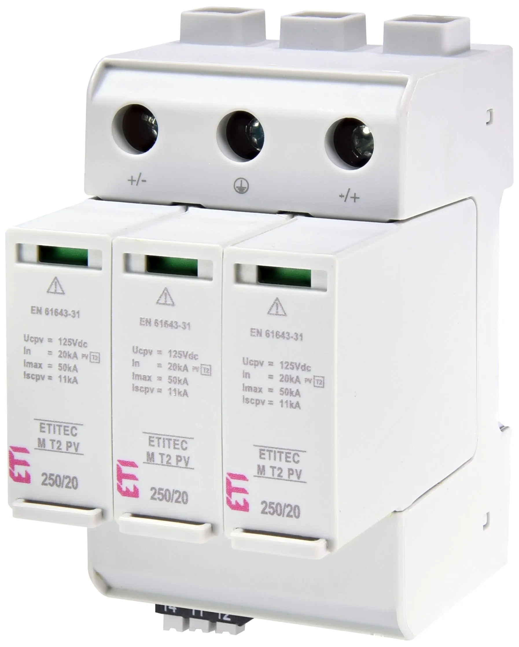 Ограничитель перенапряжения ETI ETITEC M T2 PV 250/20 Y RC для PV систем 2440733