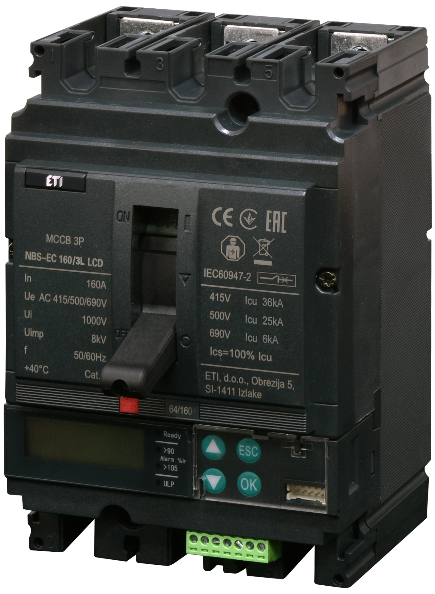 Автоматический выключатель ETIBREAK NBS-EC 160/3L LCD 160A 3P