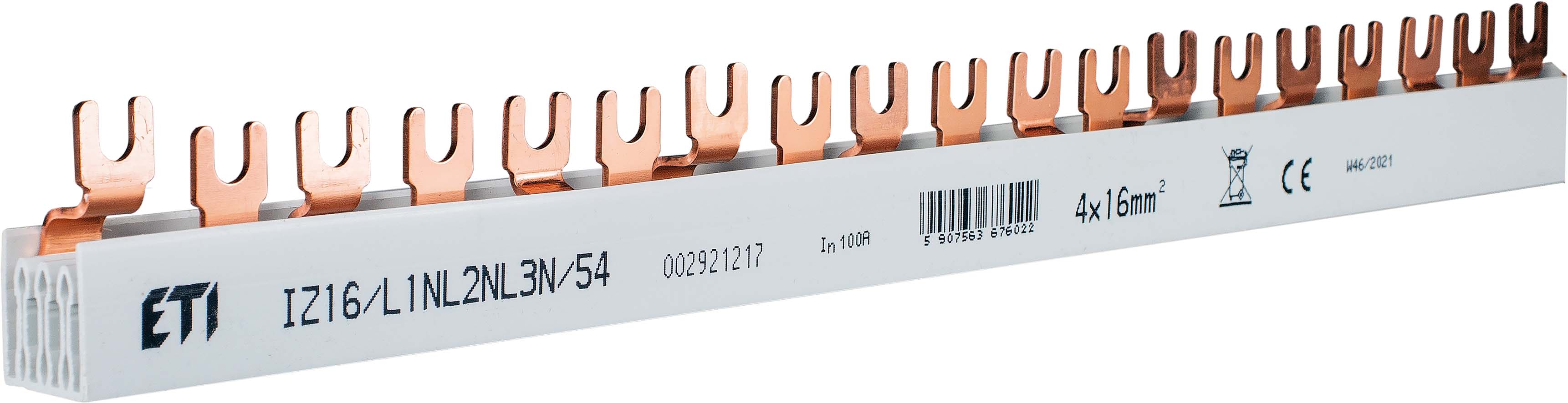 Шина питания ETI IZ16/L1NL2NL3N/54 2921216 16мм2 3P+N 1.00м Fork 54mod