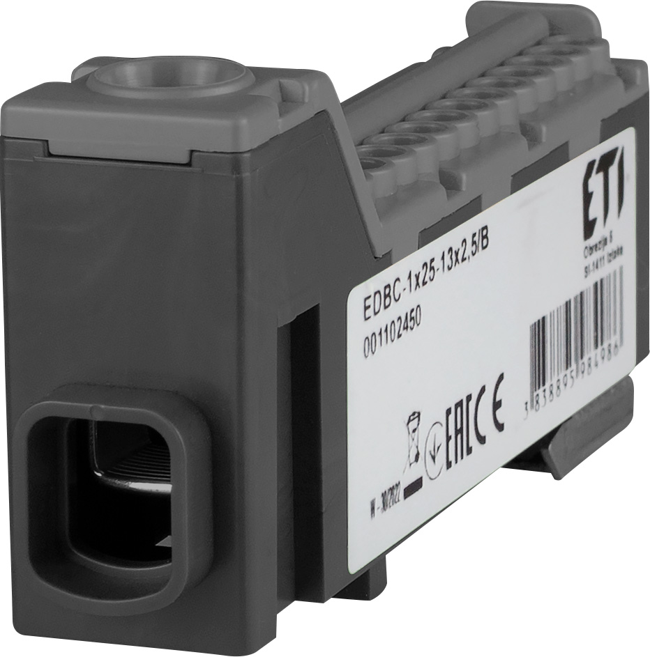 Блок распределительный ETI EDBC-1x25-13x2,5/B 63A 1000V AC/1500V DC 1102450