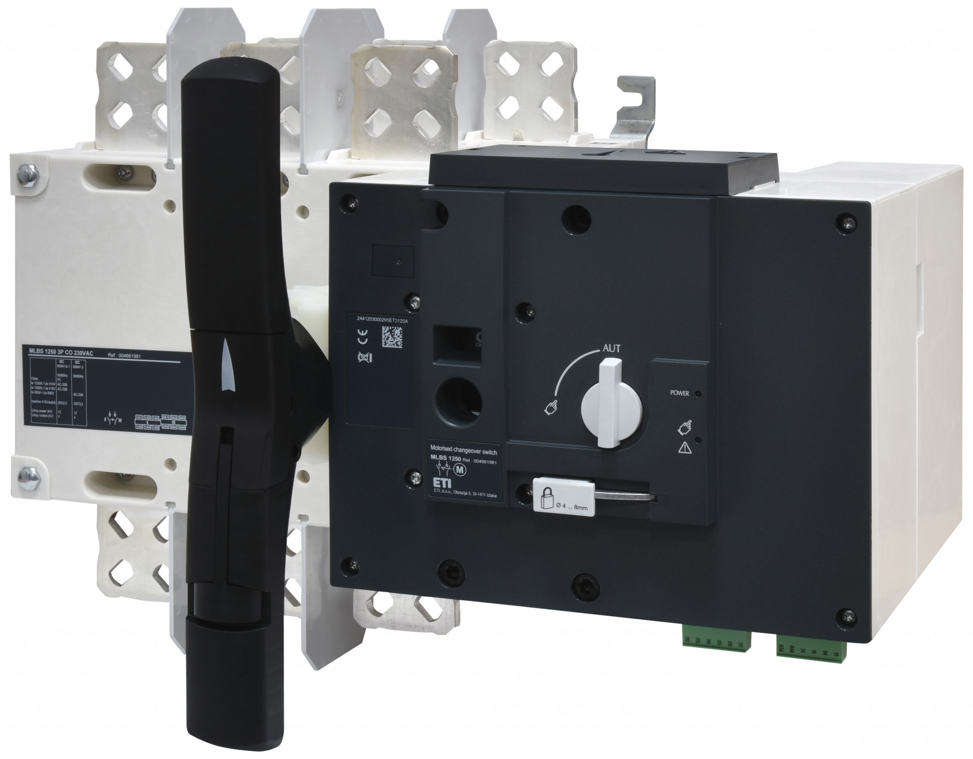 Переключатель нагрузки ETI 4661981 с мотор-приводом MLBS 1250 230V AC 3P CO "1-0-2" 1250А