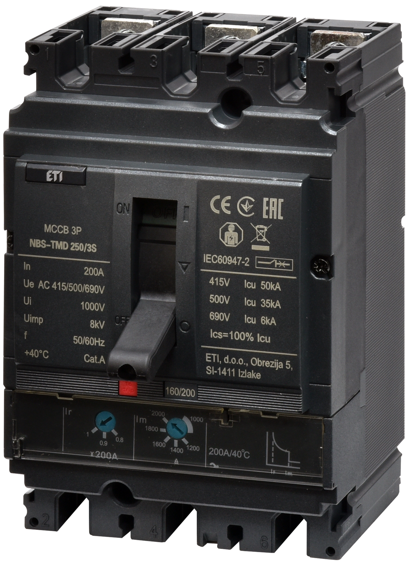 Автоматический выключатель ETIBREAK NBS-TMD 250/3S 200A 3P