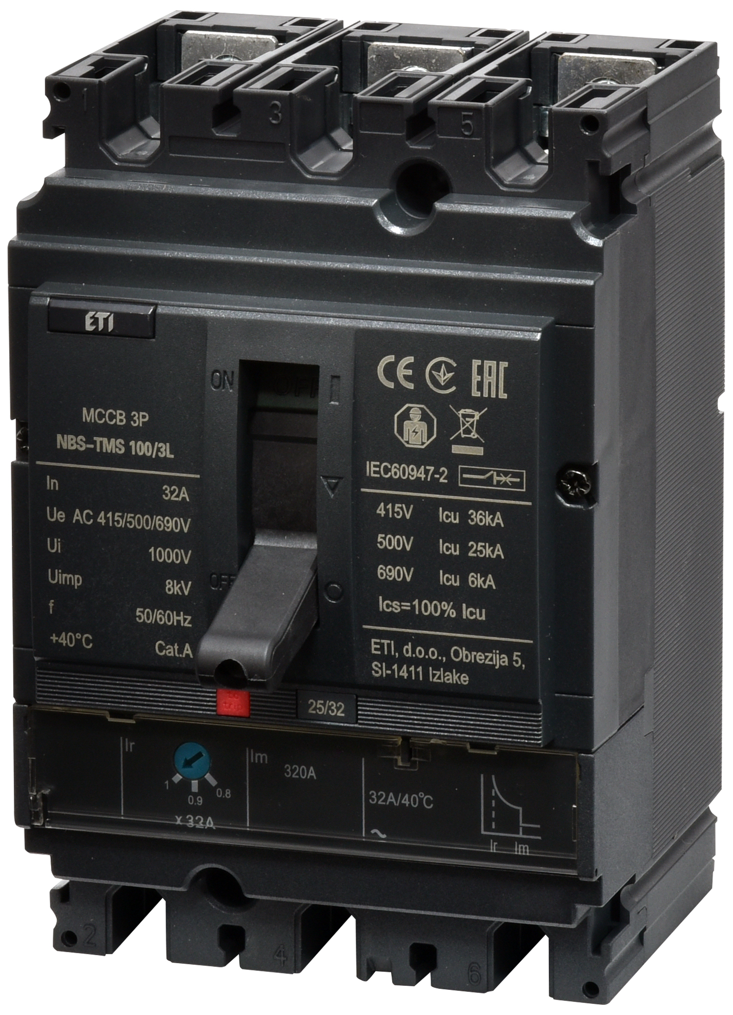 Автоматический выключатель ETIBREAK NBS-TMS 100/3L 32A 3P