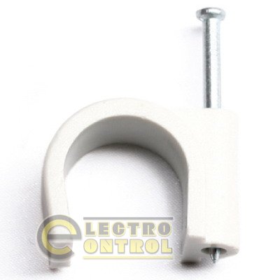 Скоба пластиковая с гвоздем, д.13-14мм