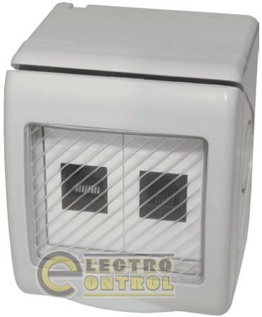 Розетка компьютерная RJ-45 двойная влагозащищенная, IP55 Розетка компьютерная RJ-45 двойная влагозащищенная, IP55