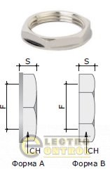 Гайка  PG15; никелированная латунь, тип В Гайка  PG15; никелированная латунь, тип В