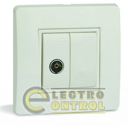 Розетки ТВ, 40-2200 МГц, затухание < 10 дБ, слоновая кость, 1 мод. Розетки ТВ, 40-2200 МГц, затухание < 10 дБ, слоновая кость, 1 мод.