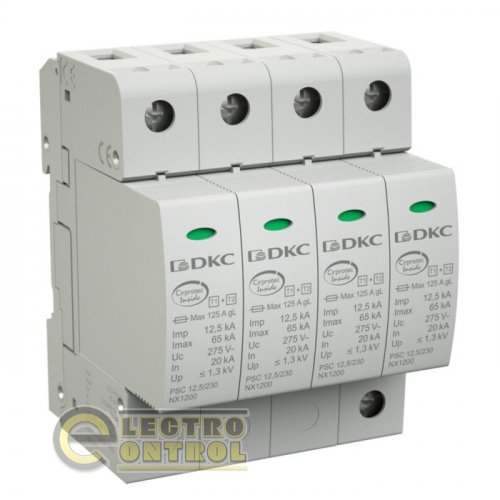 УЗИП, класс I+II, 1-полюсный, L-N, 12,5к