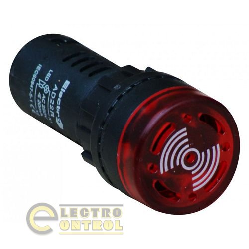 Зуммер - звуковой и светосигнальный индикатор AD22 (LED) 22mm красный 24В АС