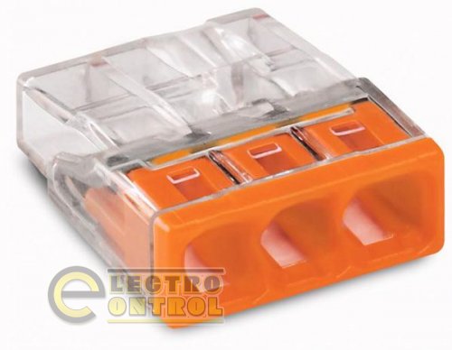 Клемма COMPACT для распределительных коробок 3X2,5, прозрачная/оранжевая с пастой