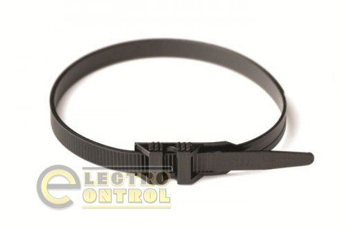 Хомут P6.6 с плоским замком, черный, 9х290 Хомут P6.6 с плоским замком, черный, 9х290