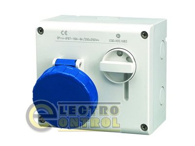 Розетка наружной уст. с мех-ой блокировкой и верхним расположением разъема IP67 16А 3P+E+N 400В Розетка наружной уст. с мех-ой блокировкой и верхним расположением разъема IP67 16А 3P+E+N 400В