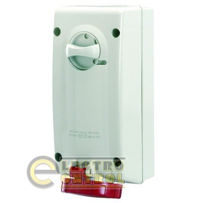 Розетка наружной уст. с мех-ой блокировкой и боковым расположением разъема IP67 16А 3P+E+N 400В