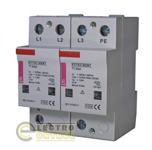 Обмежник перенапруги TEC WENT TT 50kA, 4p 2441840 Обмежник перенапруги TEC WENT TT 50kA, 4p 2441840