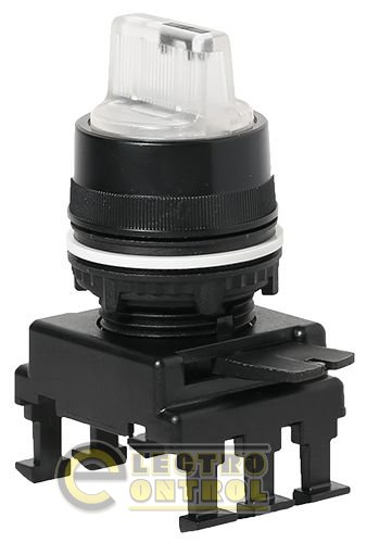 Переключатель поворотный трехпозиционный  HL66C8 с подсветкой с фиксацией  1-0-2, 30° (бесцветный) 4770181