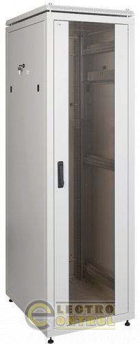 Шкаф сетевой 19" LINEA N, 24U, 600х600 мм, стеклянная передняя дверь, серый