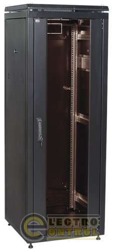 Шкаф сетевой 19" LINEA N, 38U, 600х800 мм, стеклянная передняя дверь, черный