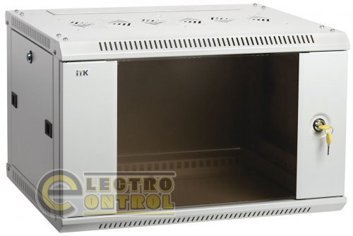 ITK Шкаф настенный 19" LINEA W, 12U, 600x450 мм, стеклянная передняя дверь, серый