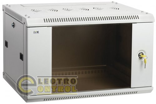 ITK Шкаф настенный 19" LINEA W, 6U, 600x600 мм, стеклянная передняя дверь, серый