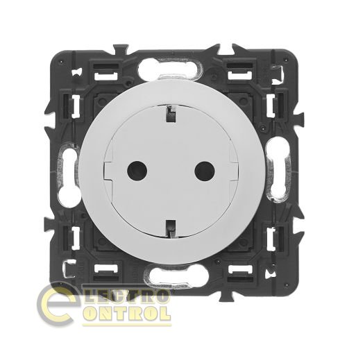 Розетка Legrand 67166 2К+З с плоской лицевой панелью немецкий стандарт безвинтовые зажимы Celiane белый