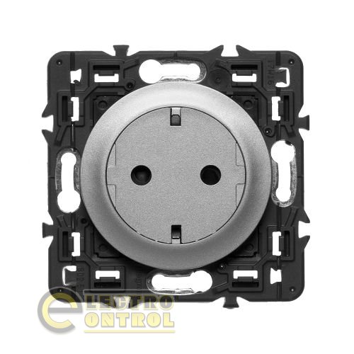 Розетка Legrand 67167 2К+З с плоской лицевой панелью немецкий стандарт безвинтовые зажимы Celiane титан