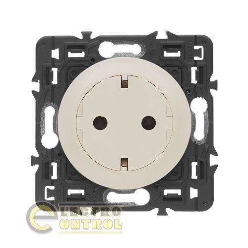 Розетка Legrand 67169 2К+З с плоской лицевой панелью немецкий стандарт безвинтовые зажимы Celiane Cлоновая кость