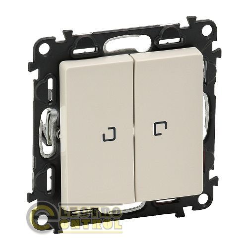 Переключатель Legrand 752509 двухклавишный 10АХ 250В с подсветкой Valena LIFE с лицевой панелью Слоновая кость