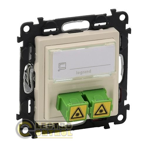 Оптическая розетка Legrand 753230 для подключения оптоволоконных кабелей SC/APC Valena LIFE С лицевой панелью Слоновая кость