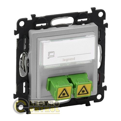 Оптическая розетка Legrand 753330 для подключения оптоволоконных кабелей SC/APC Valena LIFE С лицевой панелью Алюминий