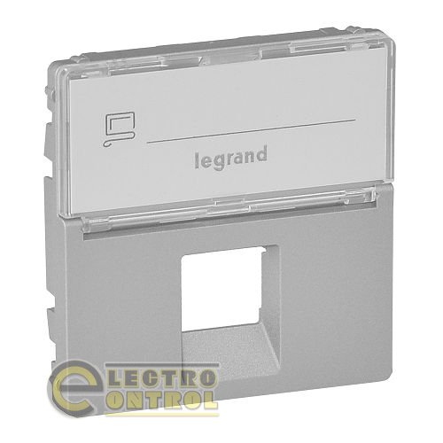 Лицевая панель Legrand 755472 для одиночных розеток телефонных/информационных с держателем маркировки Valena LIFE Алюминий