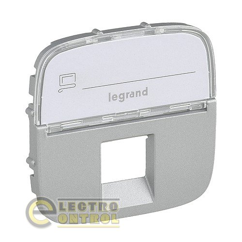 Лицевая панель Legrand 755477 для одиночных розеток телефонных/информационных с держателем маркировки Valena ALLURE Алюминий