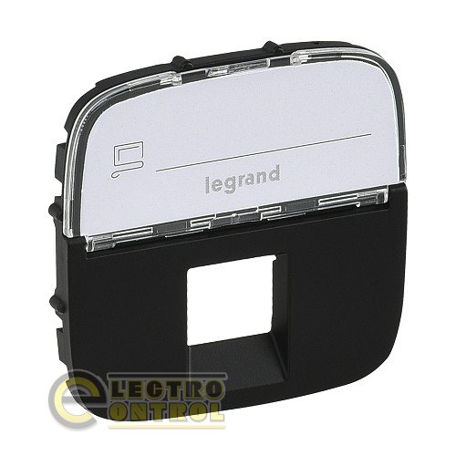Лицевая панель Legrand 755478 для одиночных розеток телефонных/информационных с держателем маркировки Valena ALLURE Антрацит