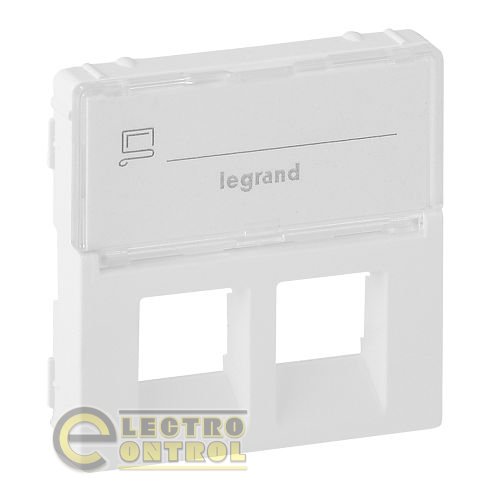 Лицьова панель Legrand 755480 для подвійних розеток телефонних/інформаційних із тримачем маркування Valena LIFE Білий Лицьова панель Legrand 755480 для подвійних розеток телефонних/інформаційних із тримачем маркування Valena LIFE Білий