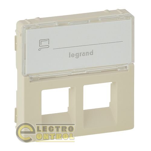 Лицевая панель Legrand 755481 для двойных розеток телефонных/информационных с держателем маркировки Valena LIFE Слоновая кость