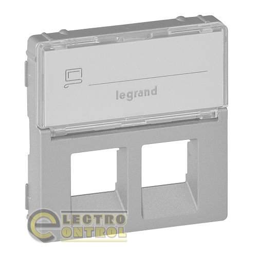 Лицевая панель Legrand 755482 для двойных розеток телефонных/информационных с держателем маркировки Valena LIFE Алюминий Лицевая панель Legrand 755482 для двойных розеток телефонных/информационных с держателем маркировки Valena LIFE Алюминий