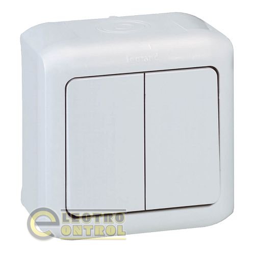 Перемикач Legrand 782361 Forix 2-клавішний IP44 10A Білий Перемикач Legrand 782361 Forix 2-клавішний IP44 10A Білий