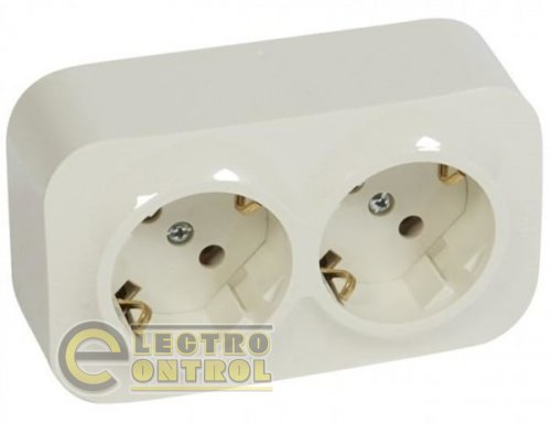 Розетка Legrand 782443 Forix 2X2К+З без шторок Слонова кістка
