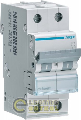 Автоматический выключатель Hager MCN201 1А 2p AC Автоматический выключатель Hager MCN201 1А 2p AC