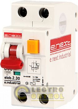 Выключатель дифференциального тока (дифавтомат) e.industrial.elcb.2.C06.30, 2р, 06А, C, 30мА