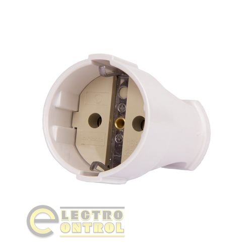 Гніздо штепсельне e.socket.003.16.white, із з/к 16А 250В, білий