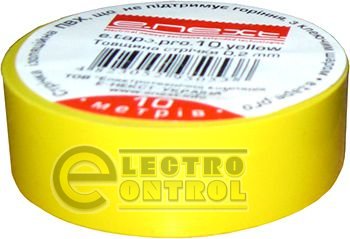 Изолента e.tape.pro.10.yellow из самозатухающего ПВХ, желтая (10м)