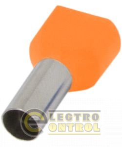 Ізольований наконечник e.terminal.stand.te.2.0.75.orange (TE7508 orange) 2x0,75 кв.мм, жовтогарячий