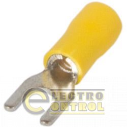 Изолированный наконечник вилочный e.terminal.stand.sv.1,25.5.yellow 0.5-1.5 кв.мм, желтый  (упаковка 100 шт.)